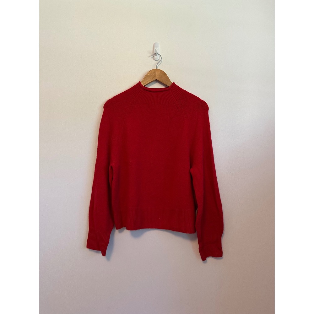 J.Crew Red Mock Neck Merino Wool Alpaca Blend Raglan Sweater | Size Small
